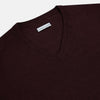 View 2 of product Burgundy Fine Merino V-Neck Jumper
