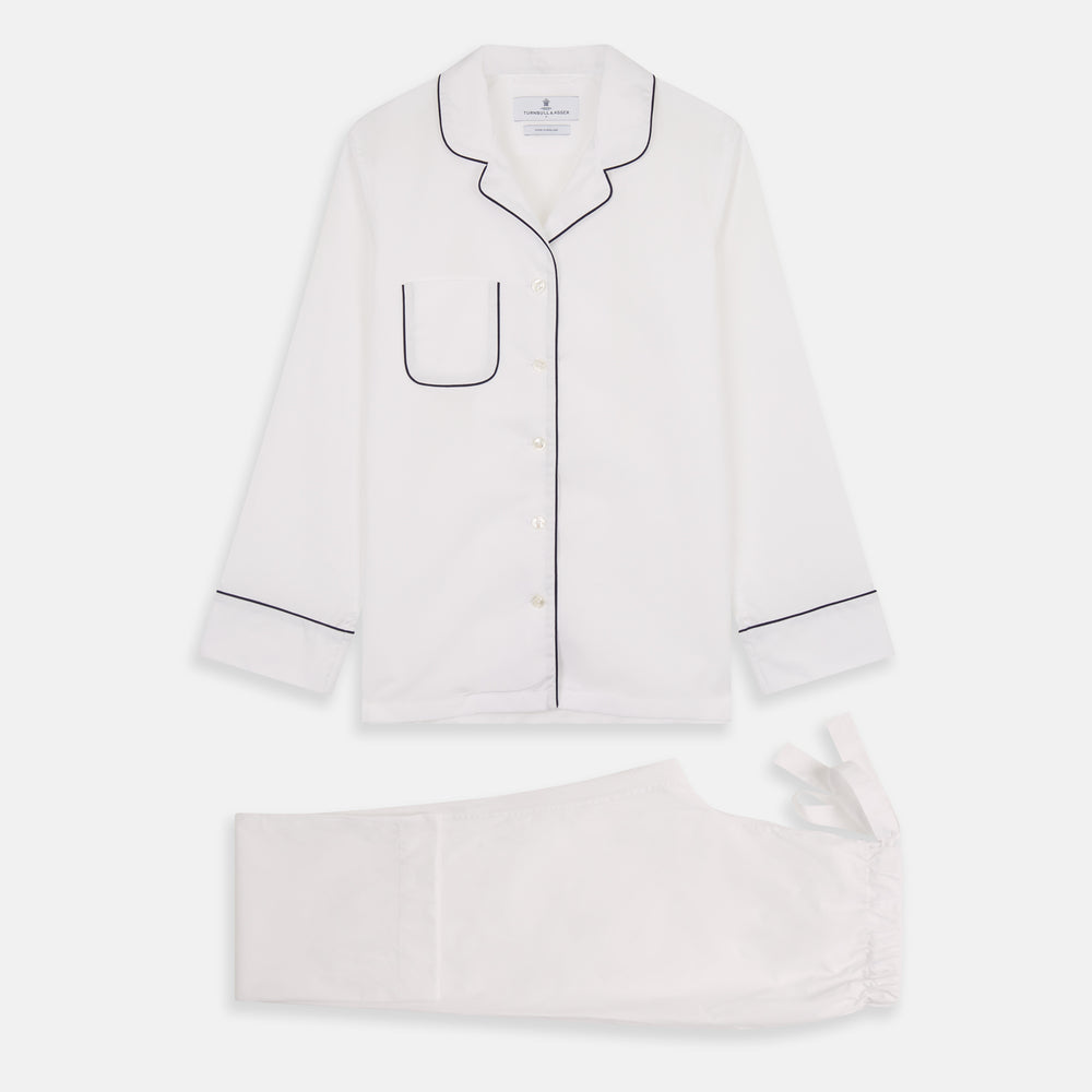 Women's Harriet Plain White Cotton Pyjama Set