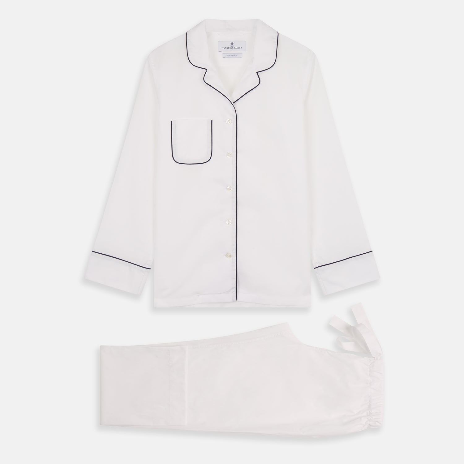 View 6 of product Women's Harriet Plain White Cotton Pyjama Set