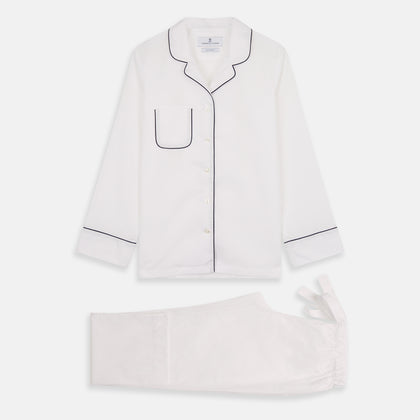 Women's Harriet Plain White Cotton Pyjama Set Image 5