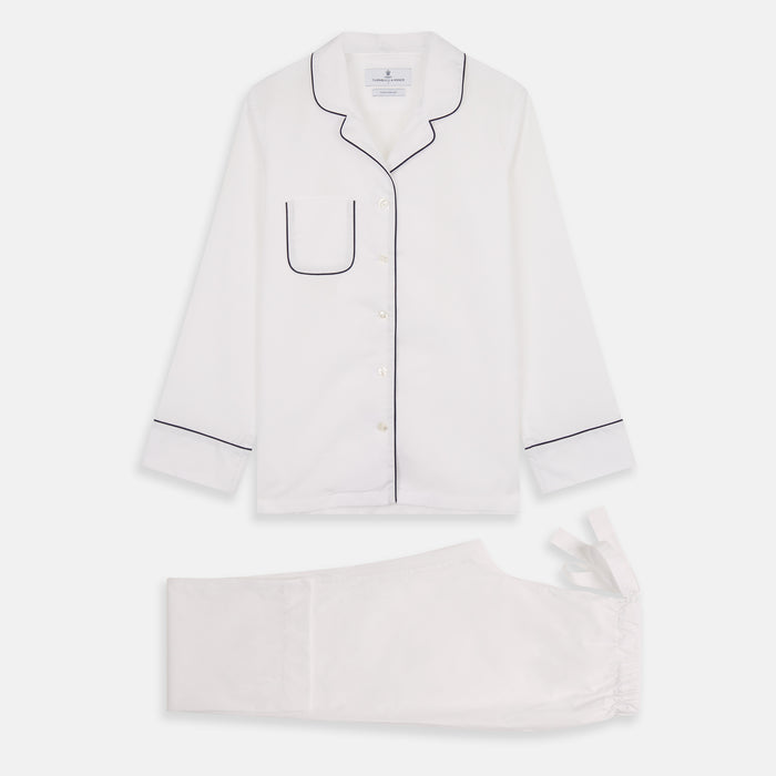 Women's Harriet Plain White Cotton Pyjama Set Image 5