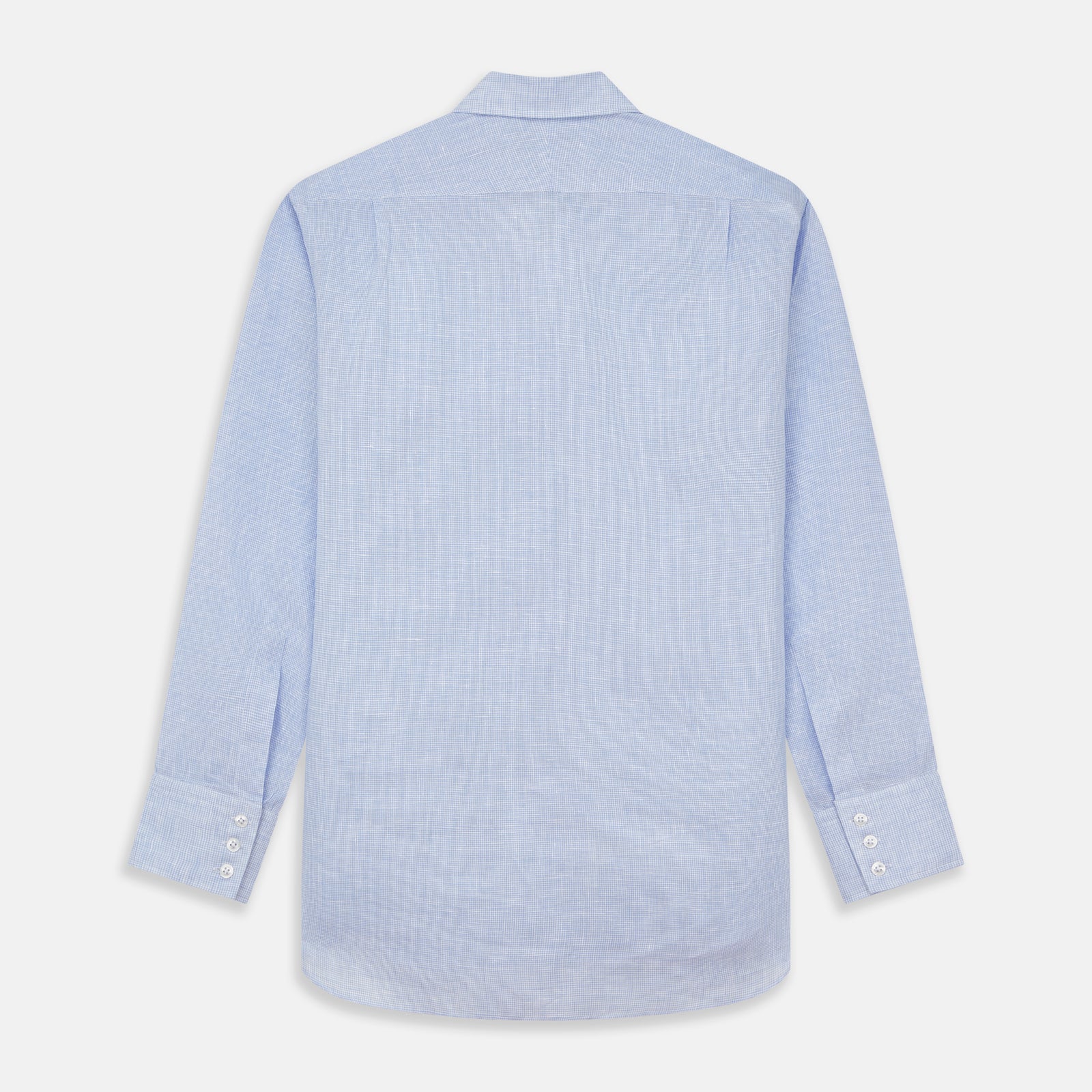 View 5 of product Pale Blue Check Linen Regular Fit Mayfair Shirt