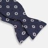 View 3 of product Navy and White Motif Silk Bow Tie