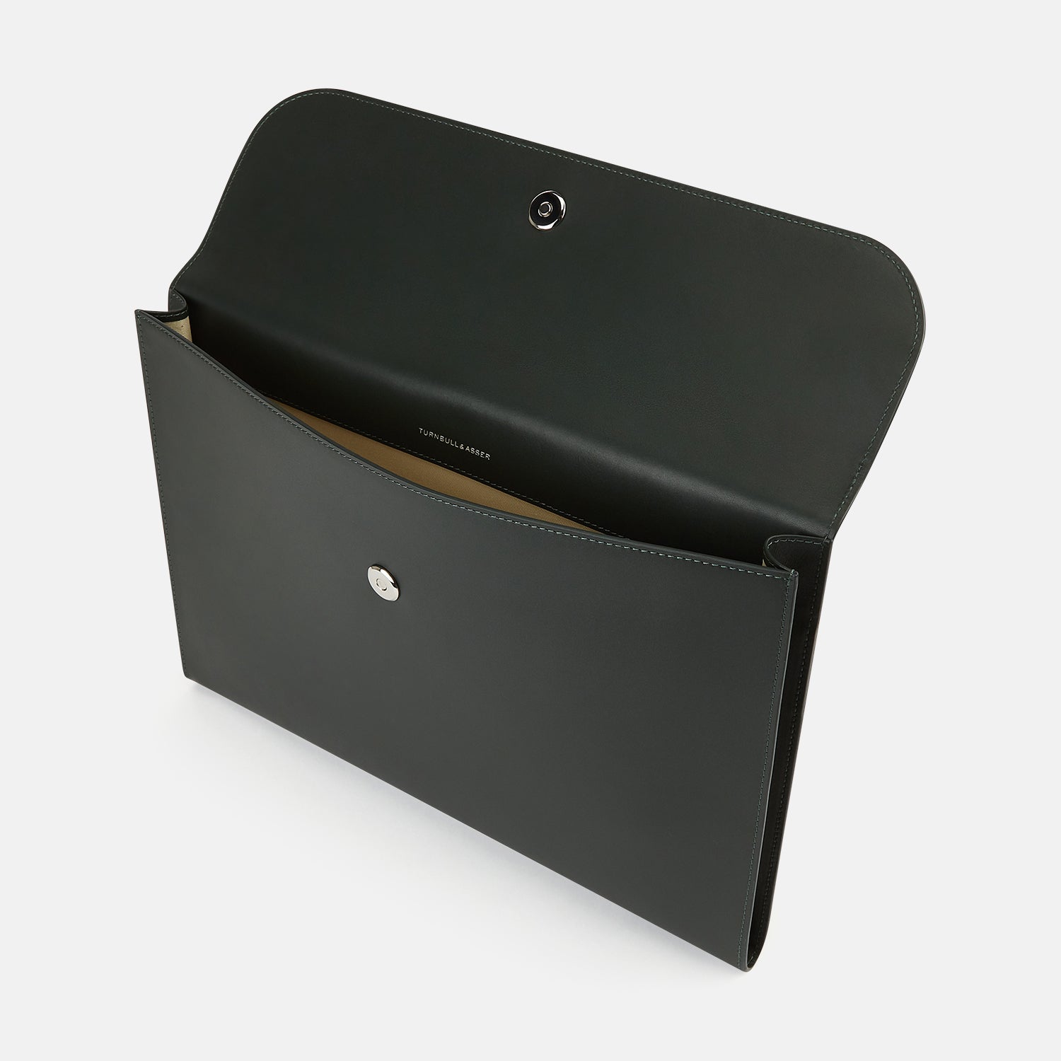 View 2 of product Forest Green Leather Snap-Fasten Pouch