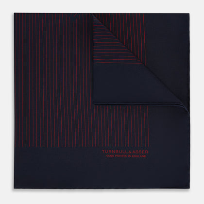 Navy and Burgundy Stripe Silk Pocket Square Image 4