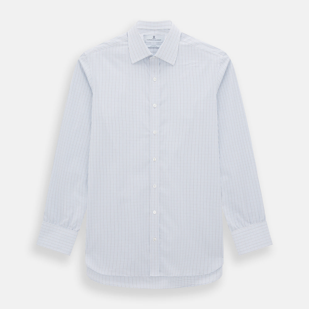 Pale Blue and Navy Grid Check Mayfair Shirt