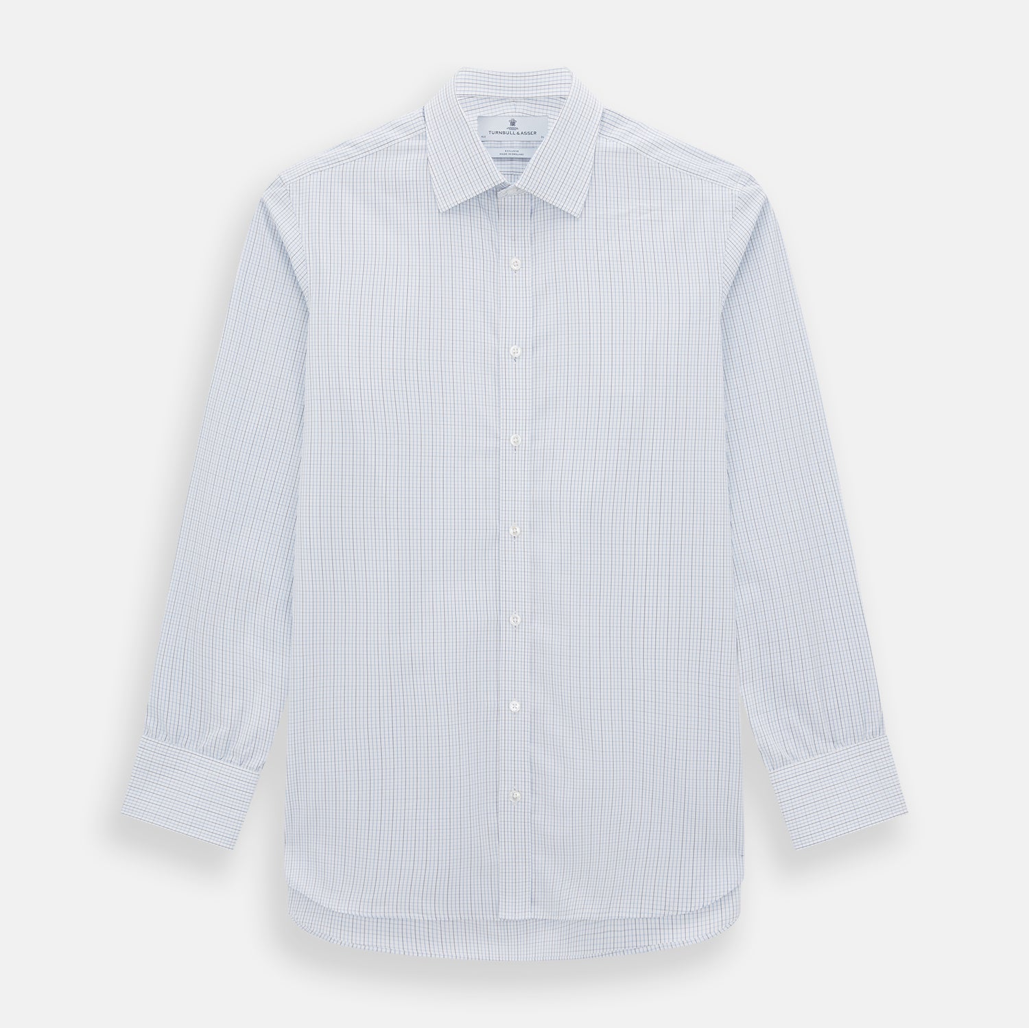 View 1 of product Pale Blue and Navy Grid Check Mayfair Shirt