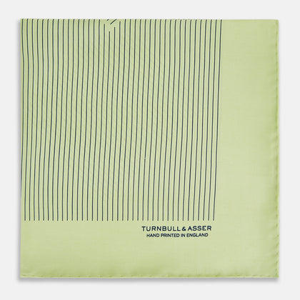 Melon Green Stripe Silk Pocket Square Image 3