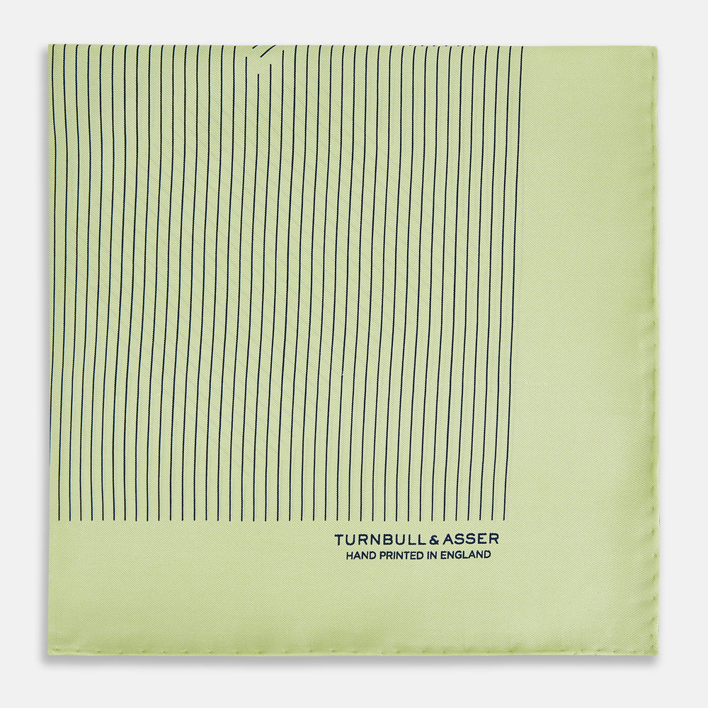 Melon Green Stripe Silk Pocket Square