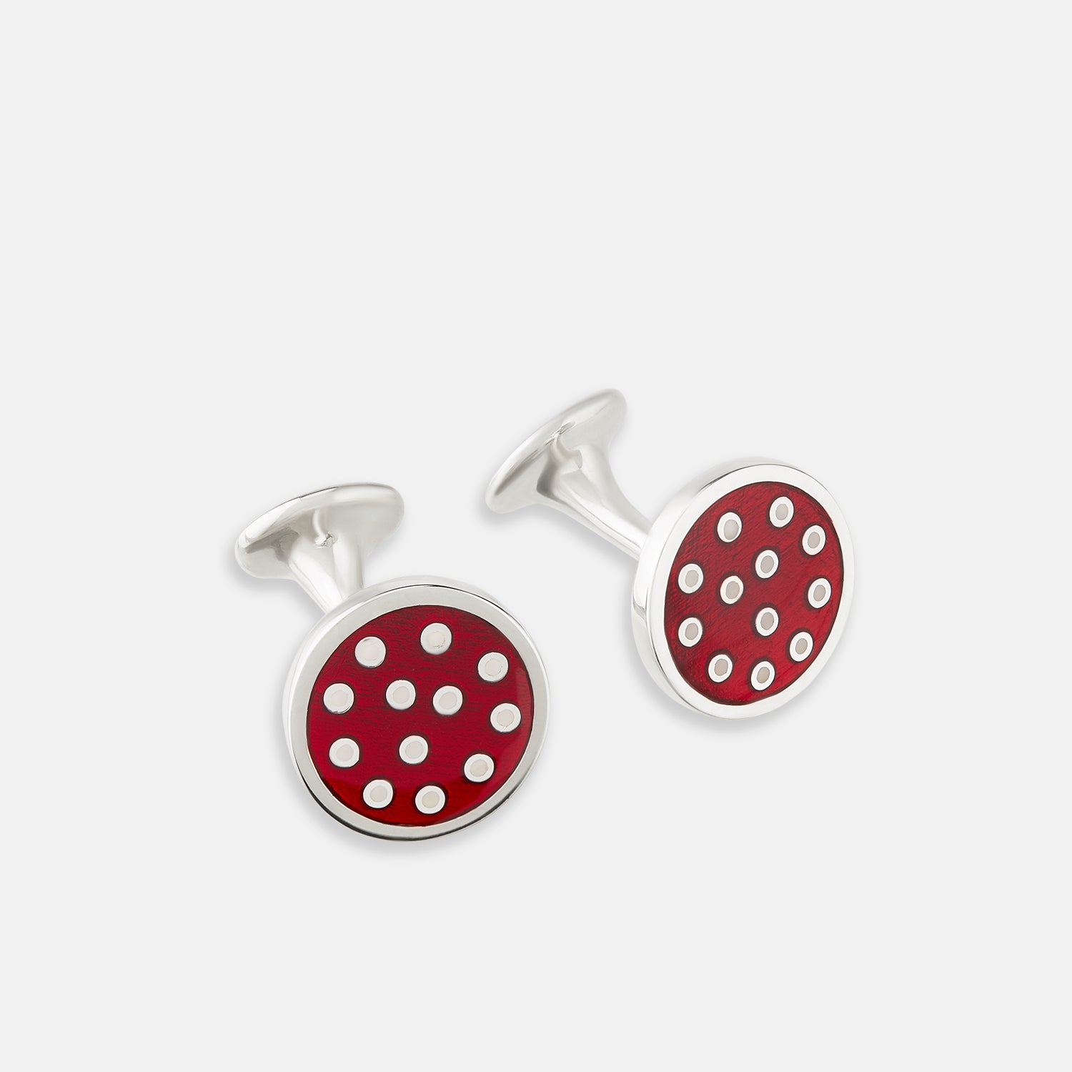 Image 1 of product Burgundy Spotted Circle Enamel Cufflinks