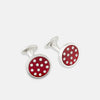 View 1 of product Burgundy Spotted Circle Enamel Cufflinks