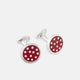Burgundy Spotted Circle Enamel Cufflinks
