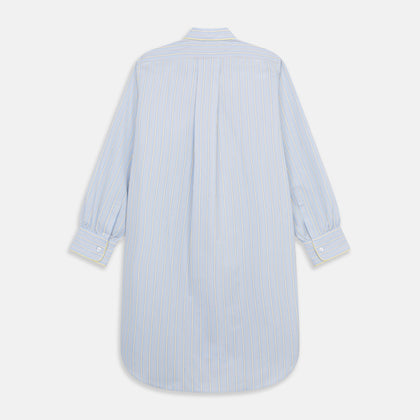 Blue and Yellow Stripe Poplin Cotton Nightshirt Image 4