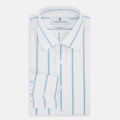 Turquoise Track Stripe Mayfair Shirt Image 4