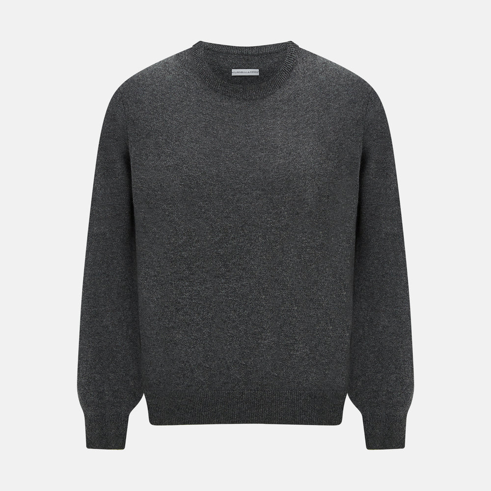 Charcoal Grey Cashmere Round Neck Jumper