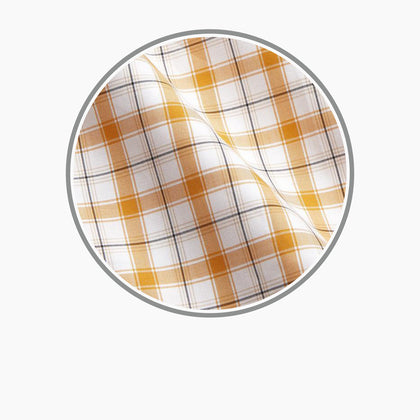 Orange Multi Check Cotton Fabric Image 2