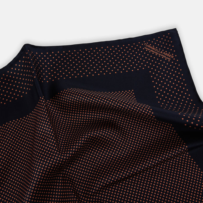 Navy and Blush Dot Silk Pocket Square Image 1