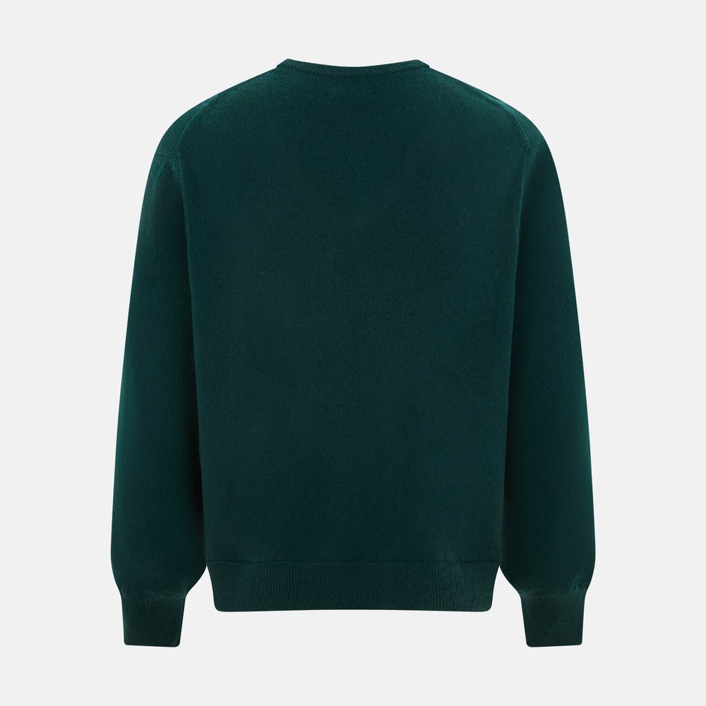 Forest Green Cashmere V-neck Jumper