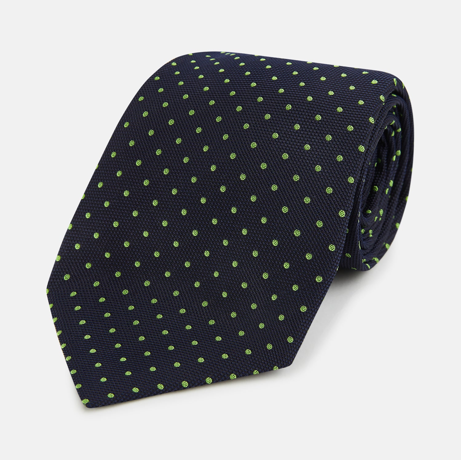 View 1 of product Green and Navy Micro Dot Silk Tie