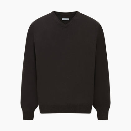 Dark Brown Cashmere V-Neck Jumper Image 4