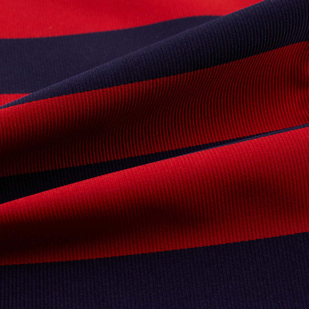 Wide Red Stripe and Navy Silk Cravat