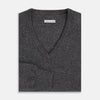 View 4 of product Charcoal Grey Cashmere V-neck Jumper