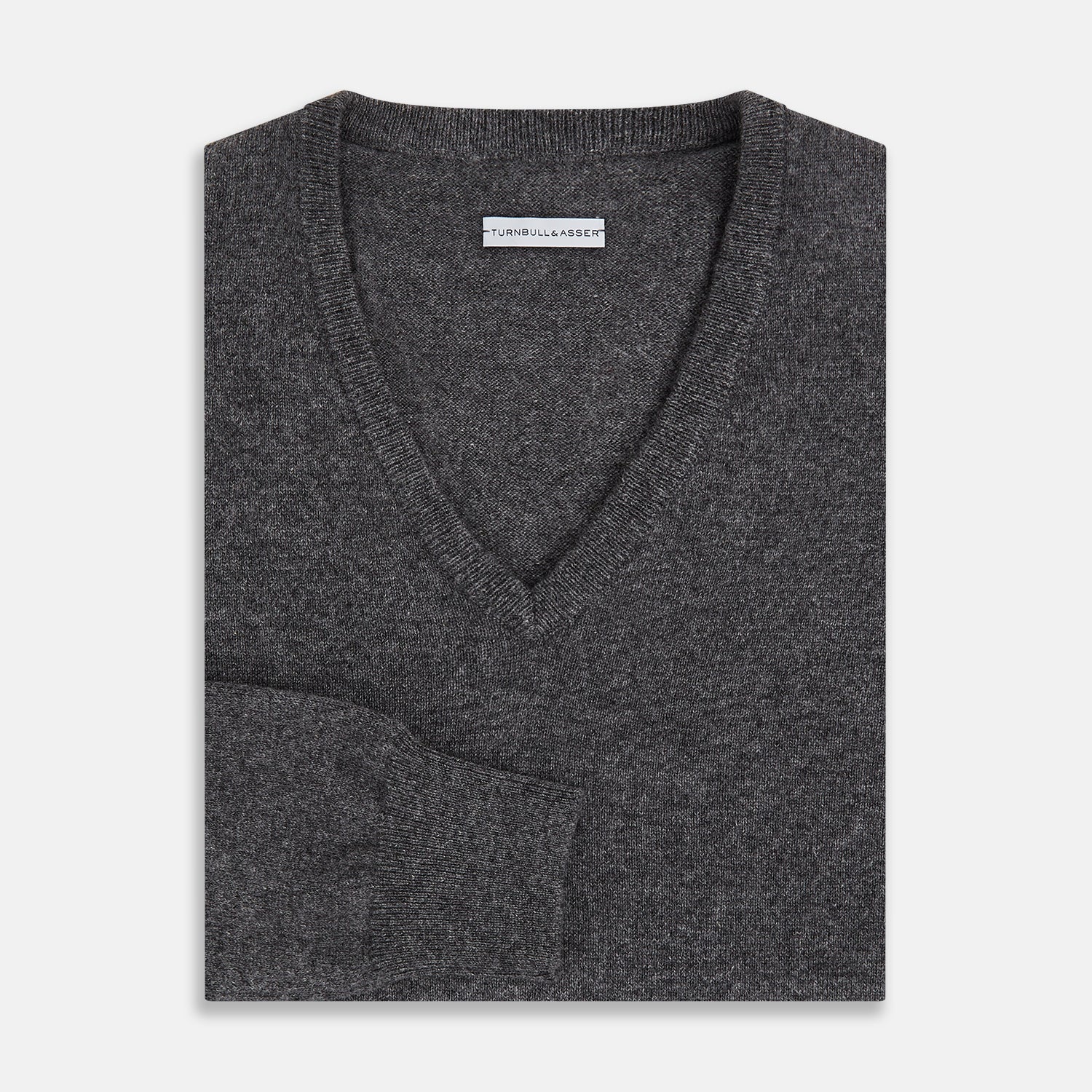 View 4 of product Charcoal Grey Cashmere V-neck Jumper