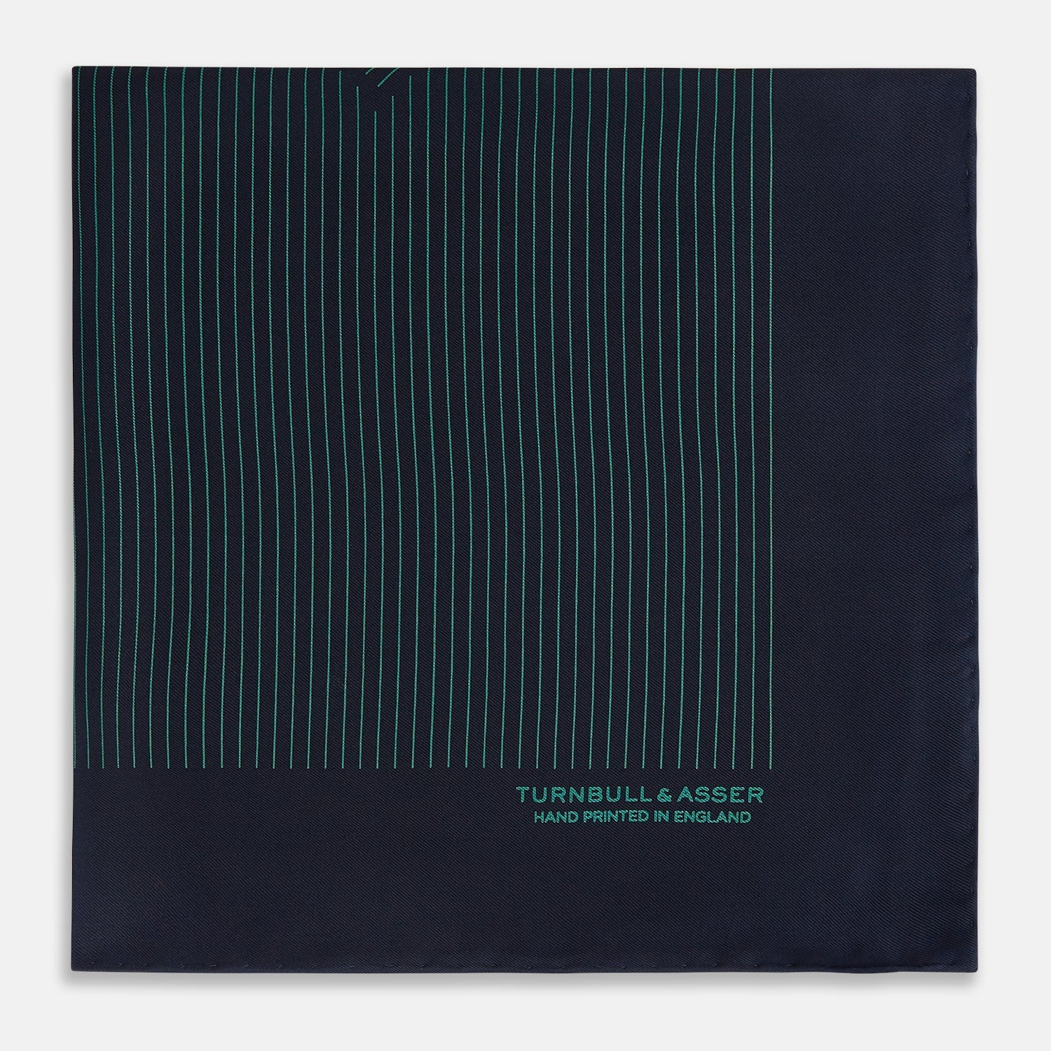 View 3 of product Navy and Hunter Green Stripe Silk Pocket Square