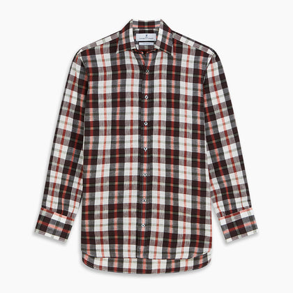 Black Multi-check Linen Blend Regular Fit Mayfair Shirt Image 5