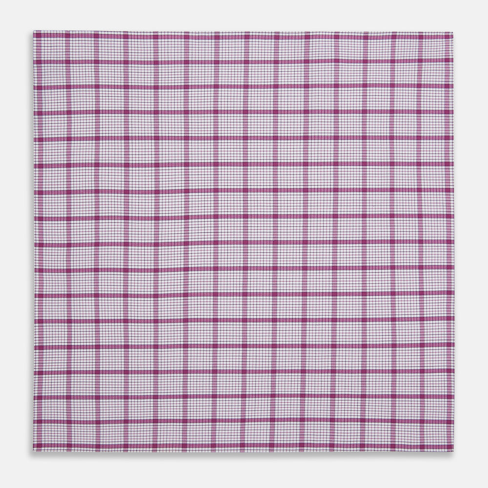 Hand Rolled Purple Graph Overlay Check Handkerchief