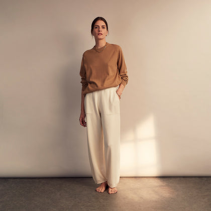 Women's Cream Cashmere Knitted Tabitha Bottoms Image 6