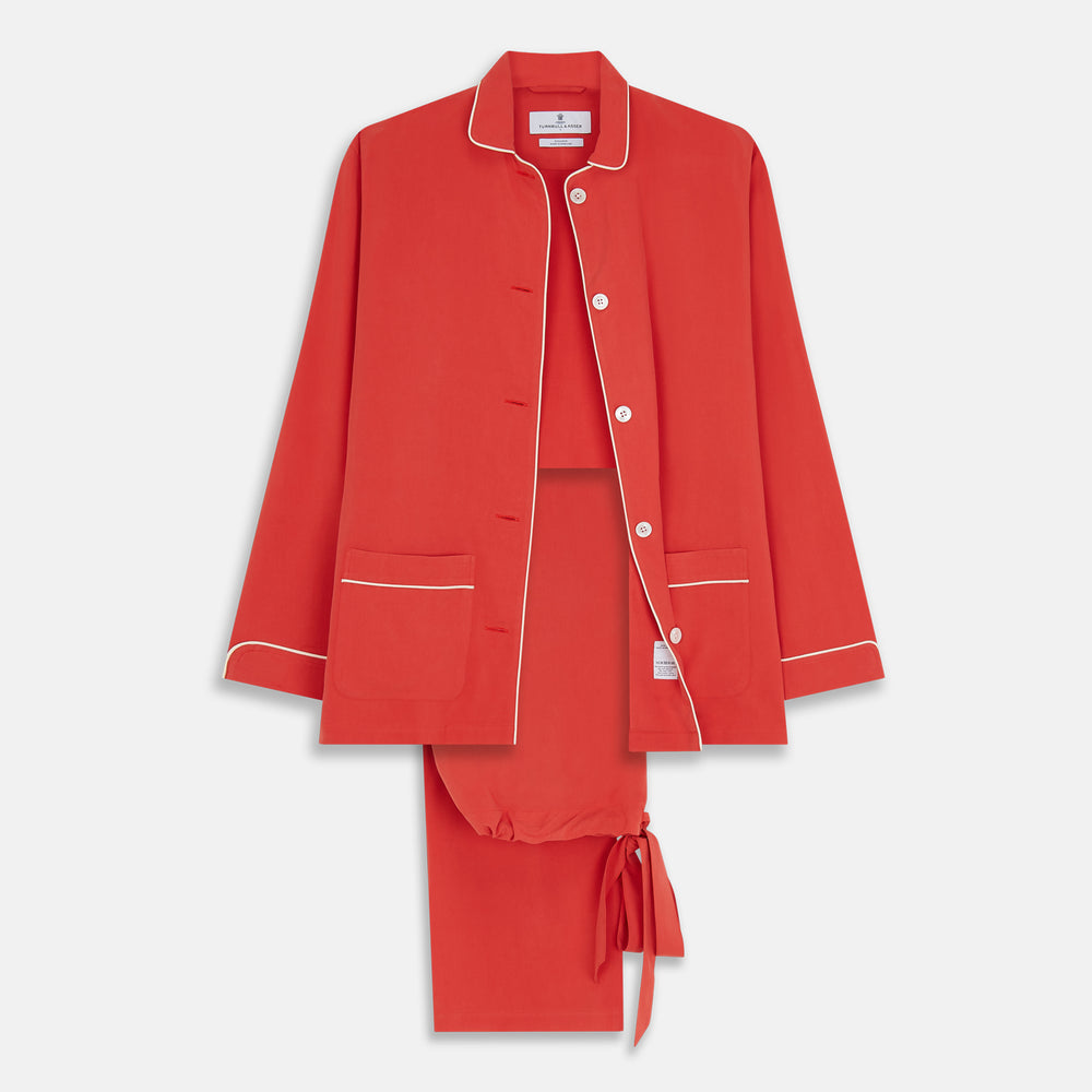 Women's Coral Pink Silk Thelma Pyjama Set