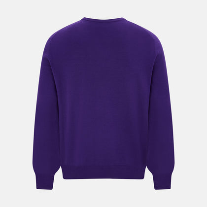 Purple Merino V-Neck Jumper Image 2