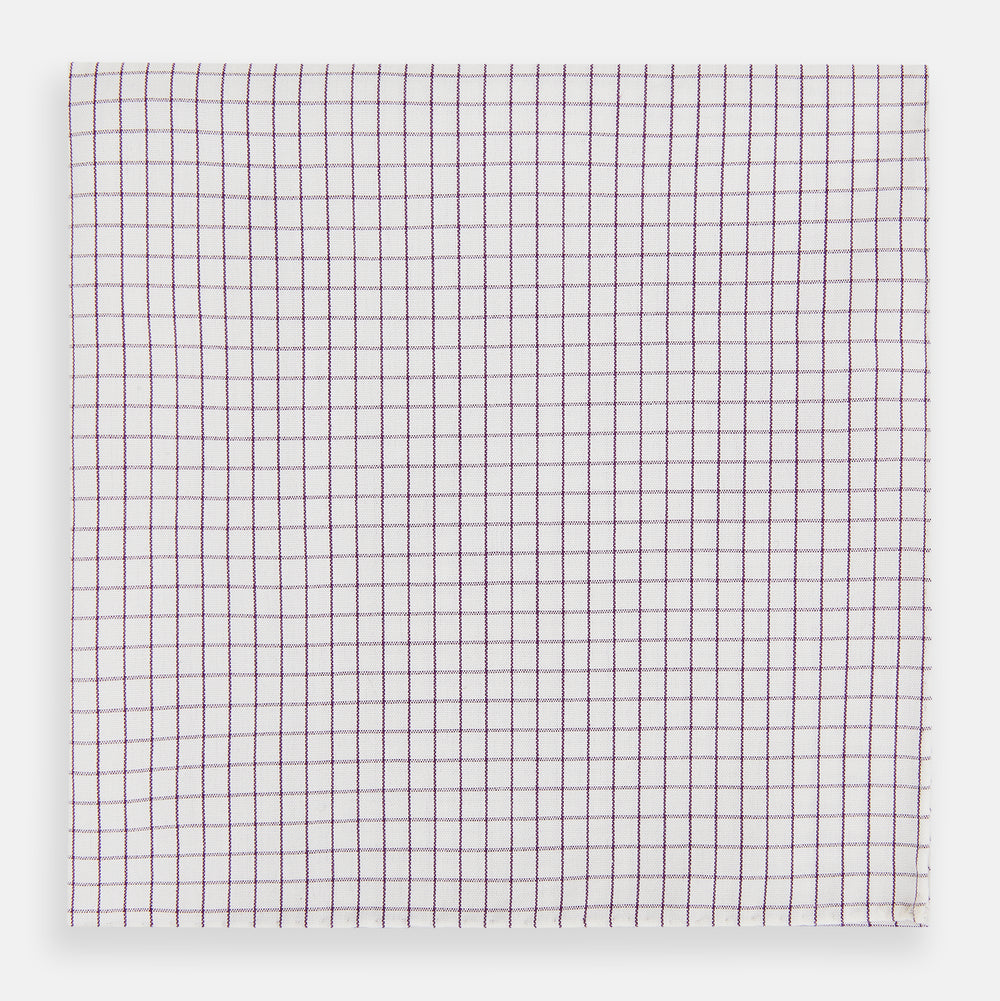Hand Rolled Purple Graph Check Handkerchief