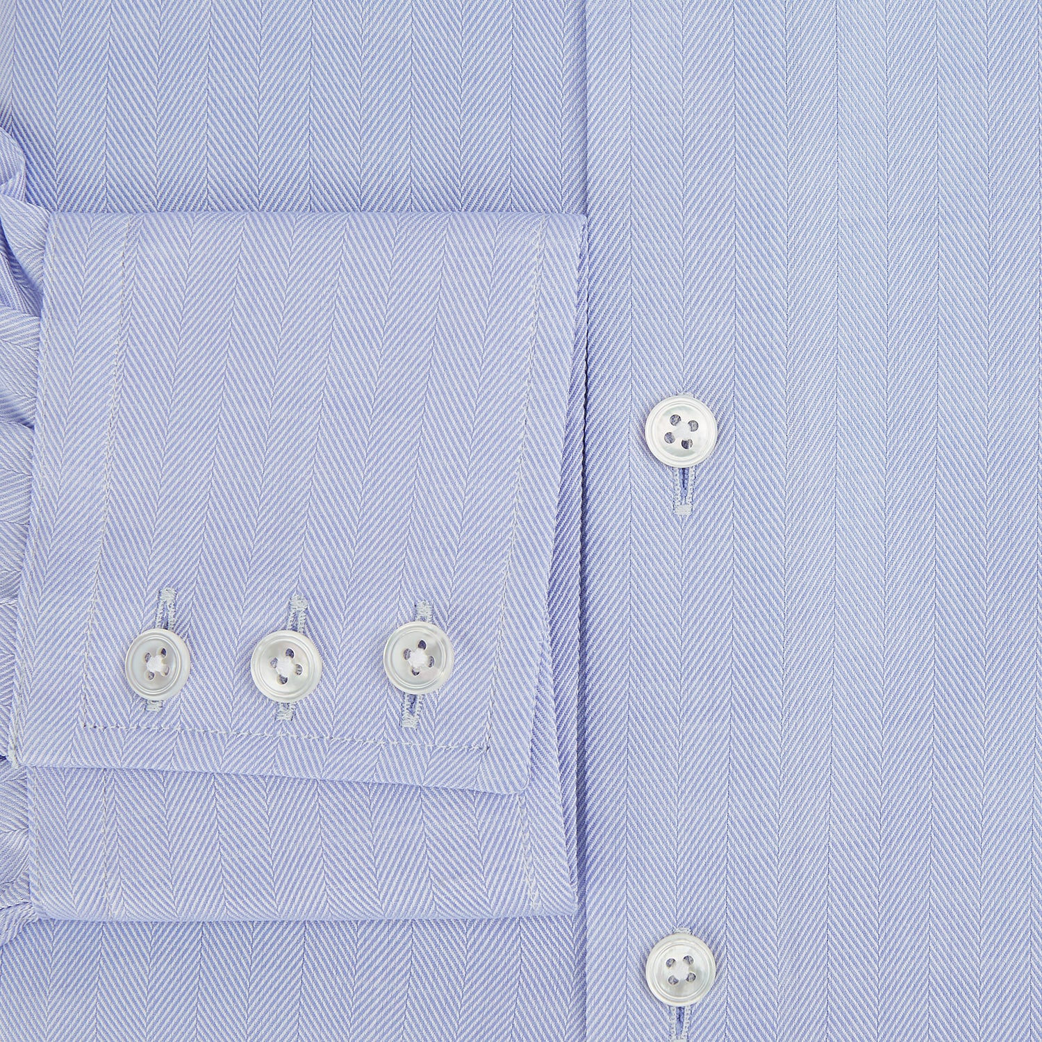 View 4 of product BLUE HERRINGBONE TAILORED FIT SHIRT WITH KENT COLLAR