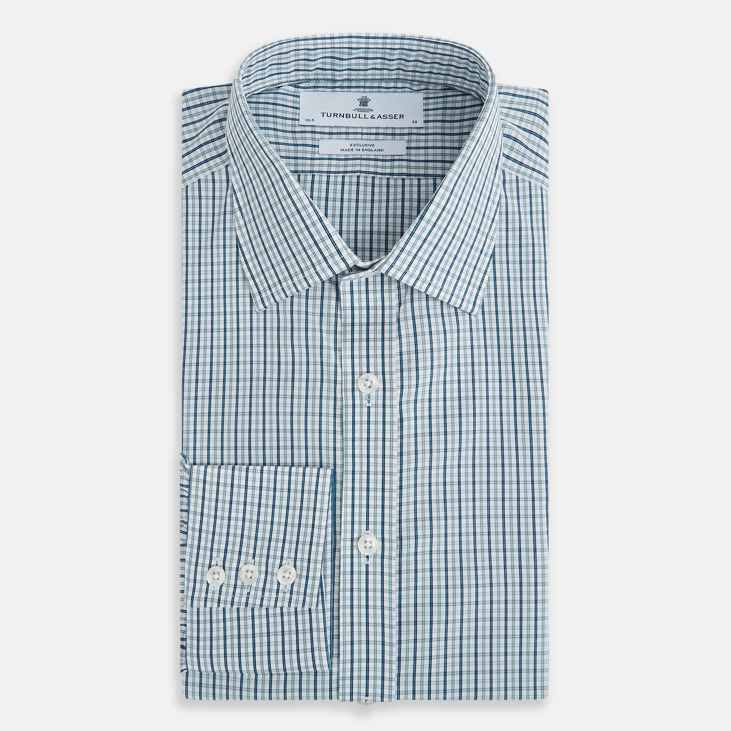 View 5 of product Light Petrol Micro Tattersall Check Mayfair Shirt