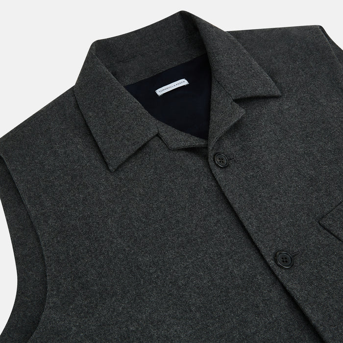 Graphite Melange Collared Single-breasted Waistcoat Image 1
