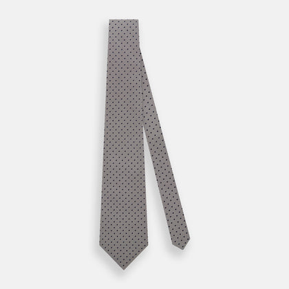 Navy and Lilac Micro Dot Silk Tie