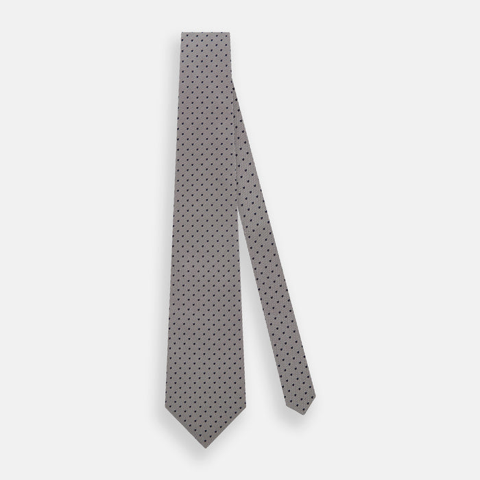 Navy and Lilac Micro Dot Silk Tie Image 1