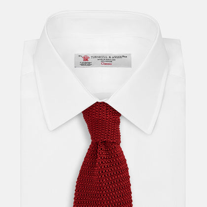 KNITTED RED SILK PLAIN TIE