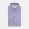 View 1 of product Tailored Fit Blue Fine Bengal Stripe Shirt with Kent Collar and 2-Button Cuffs