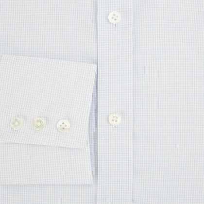Blue and White Micro Check Mayfair Shirt Image 4