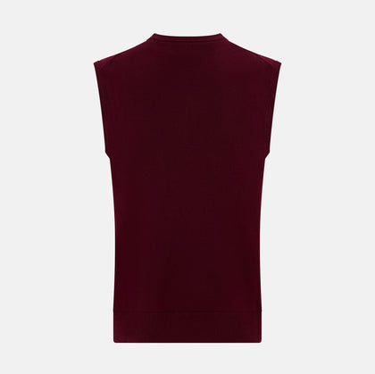 Burgundy Cashmere Round Neck Vest Image 2