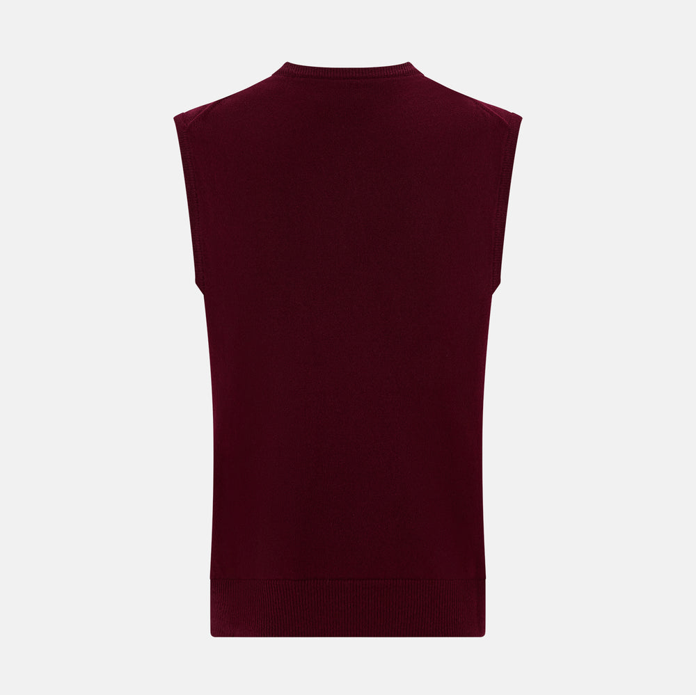 Burgundy Cashmere Round Neck Vest