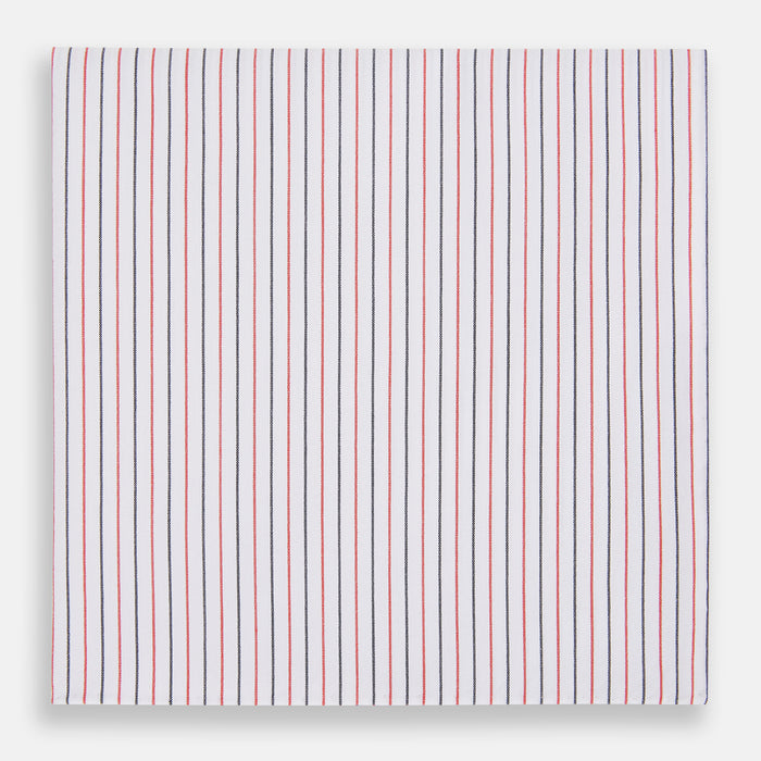 Hand Rolled Red and Navy Pinstripe Handkerchief