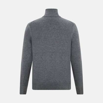Slate Grey Melange Half-Zip Cashmere Jumper Image 2