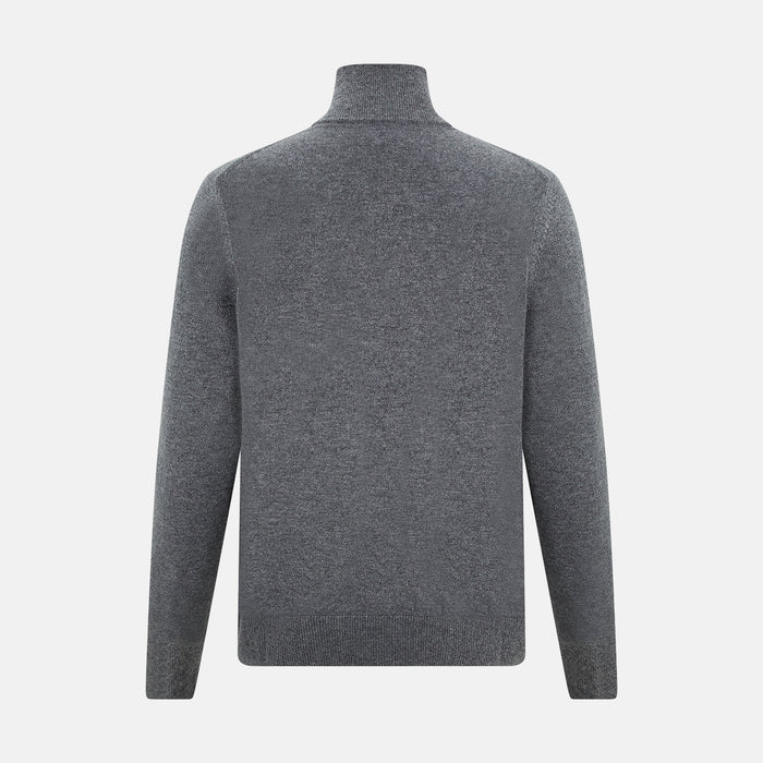 Slate Grey Melange Half-Zip Cashmere Jumper Image 2