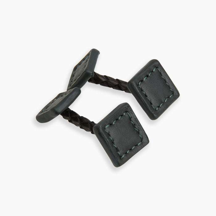 Forest Green Leather Cufflinks Image 4