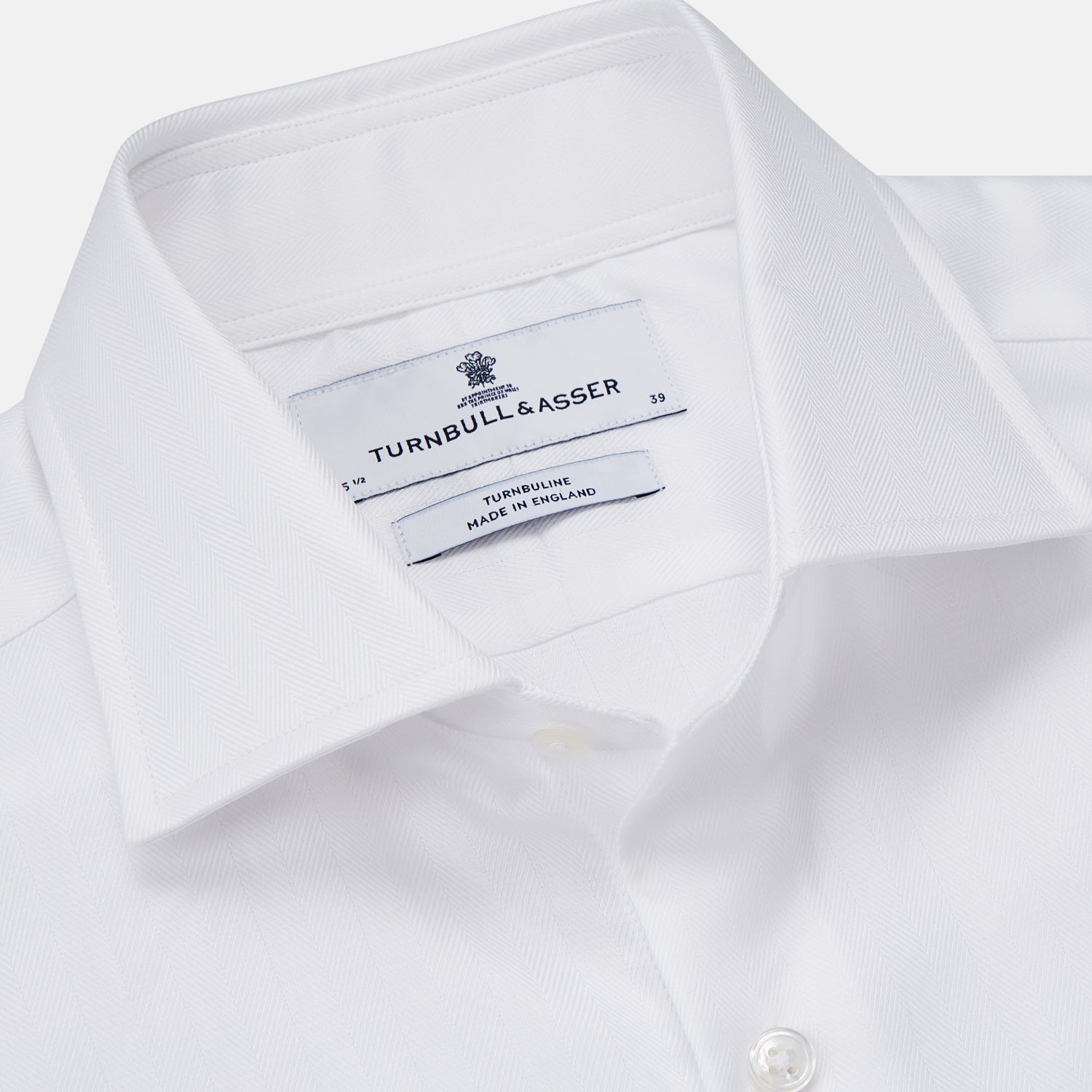 View 2 of product White Herringbone Tailored Fit Shirt With Kent Collar
