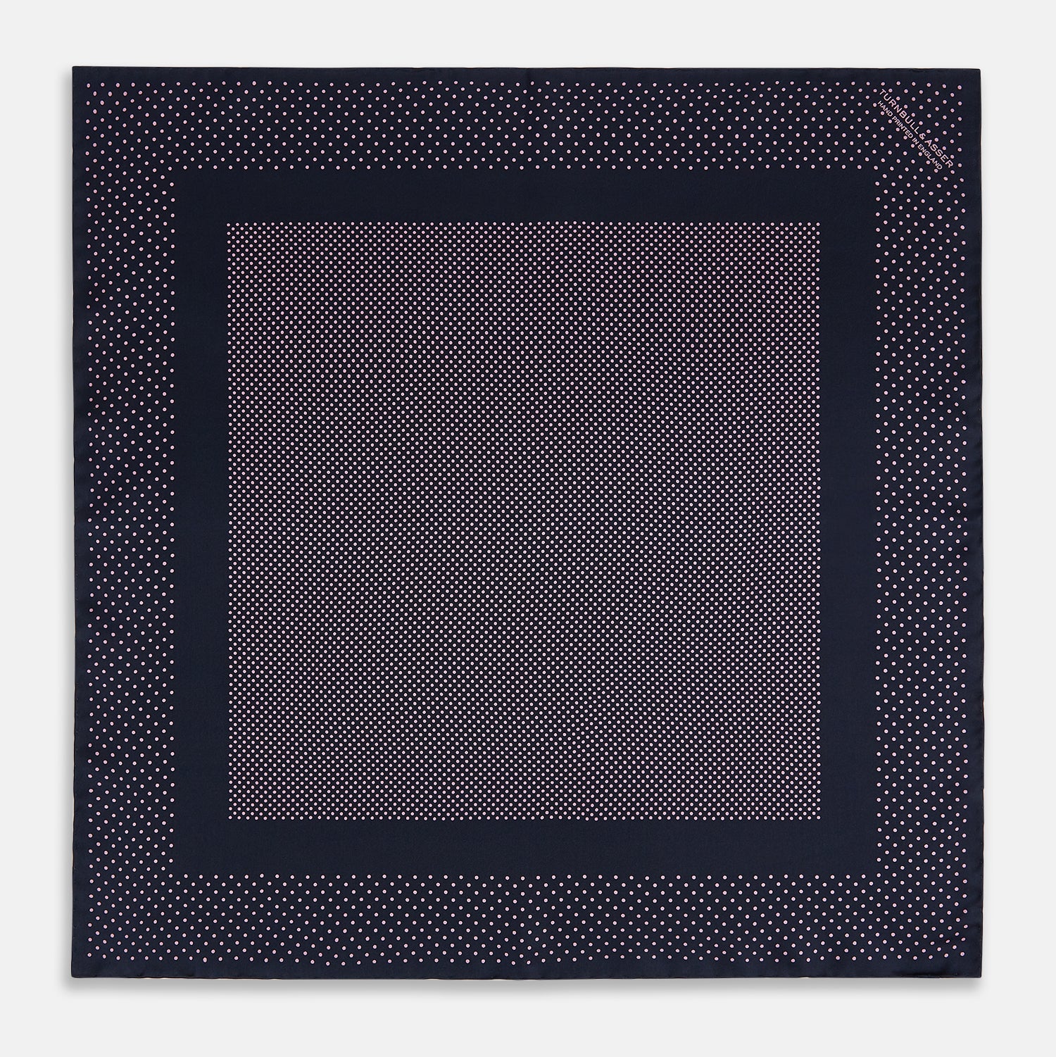 Navy and Pink Dot Silk Pocket Square